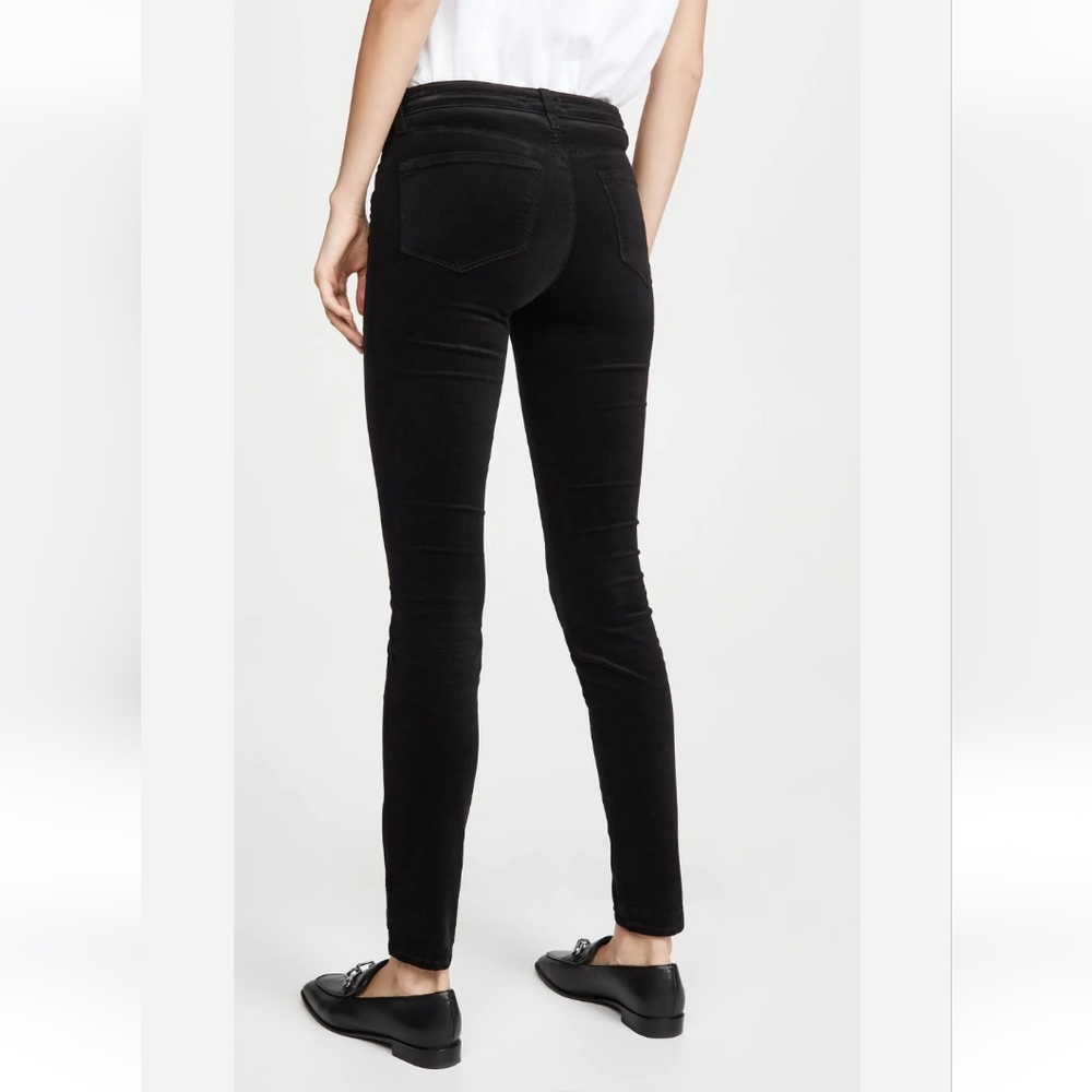 L'AGENCE Marguerite Velvet High Rise Skinny Pants, Noir (Black) 25 - Picture 4 of 13